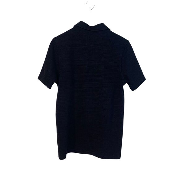 Arne Mens Navy Blue Quarter Zip Textured Polo Shirt Minimalist Preppy S Vacation - Picture 5 of 6